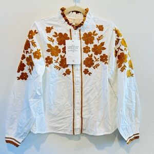 NWT LES COMPOSANTES POUR SEZANE Button Down Fall Floral Long-sleeve 100% Cotton